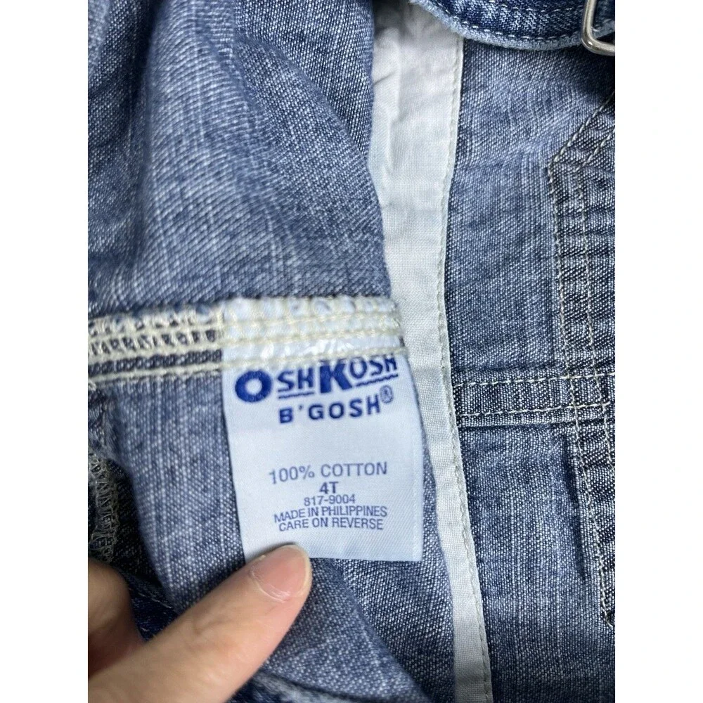 VTG 80s‎ 90s OSHKOSH B'GOSH Denim Overalls Vestbak Toddler 4T Flower Embroidery